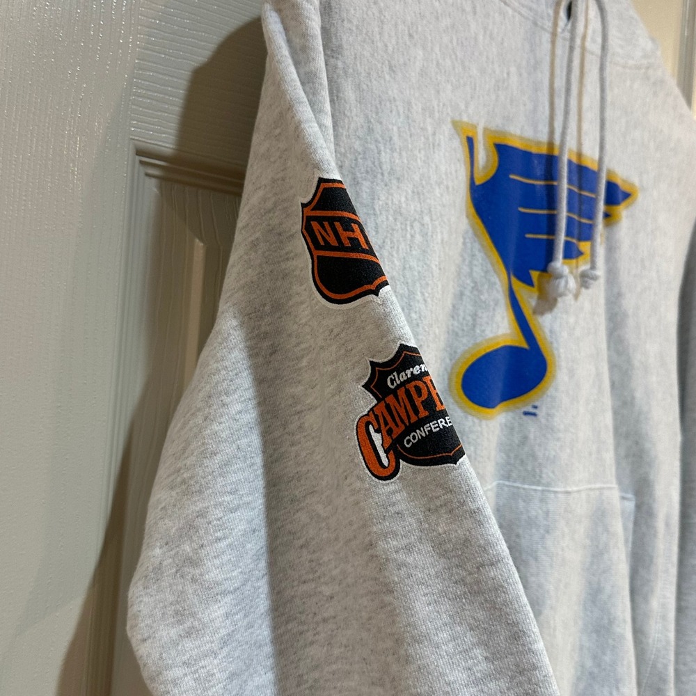 Champion Reverse Weave St Louis Blues NHL Hoodie Grey Small Campbell Conference - Picture 5 of 8